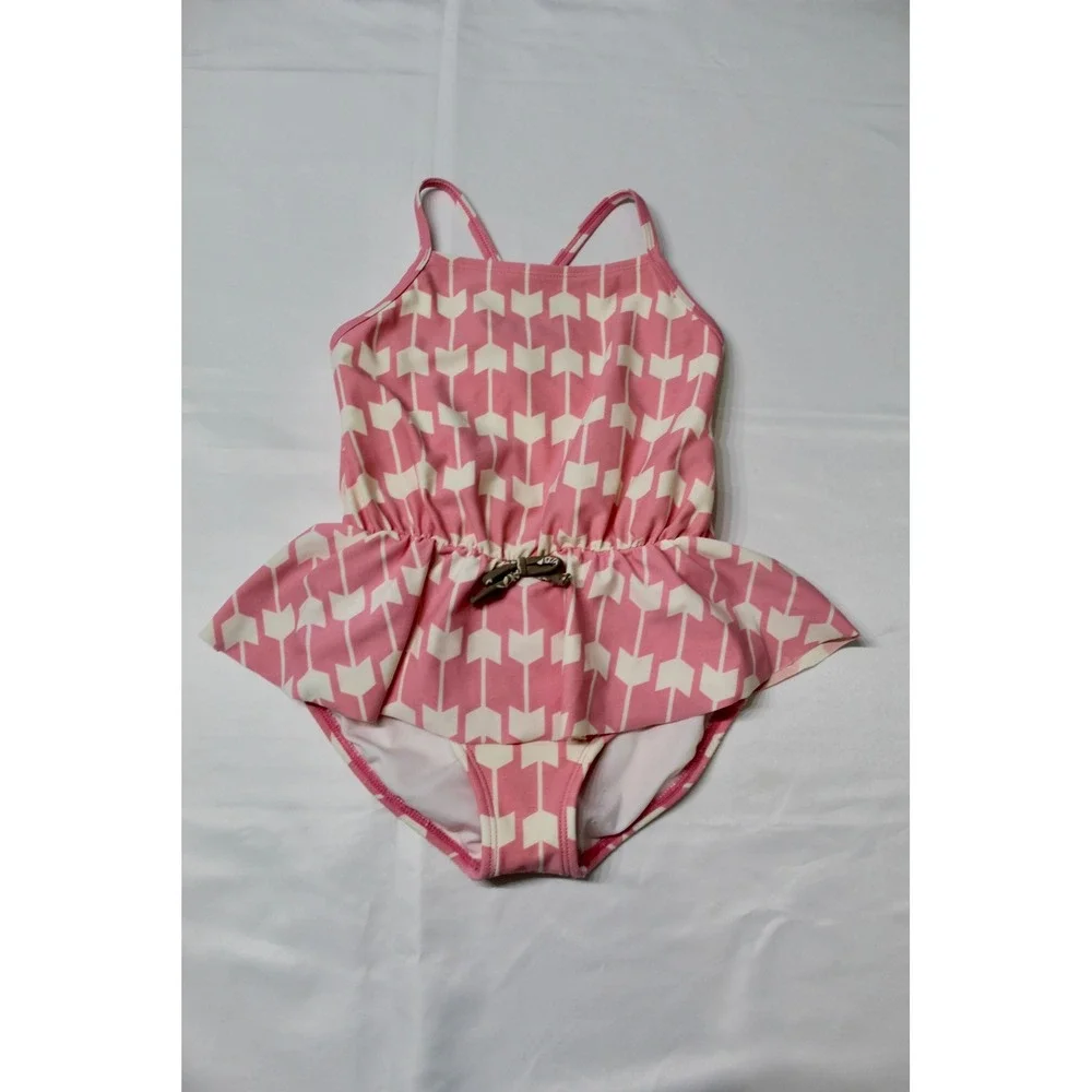 Hanna Andersson Girls Pink Arrow Print Skirted One Piece Swimsuit Size 100‎ 4T